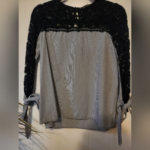 Zara Basics xs lace and stripped shirt